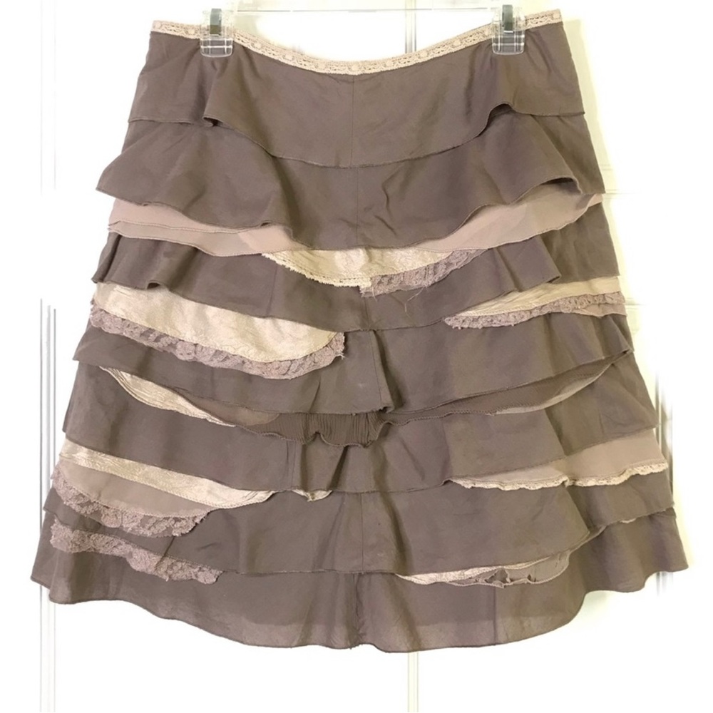 ANTHROPOLOGIE Odille Tiered Mixed Media Skirt 10